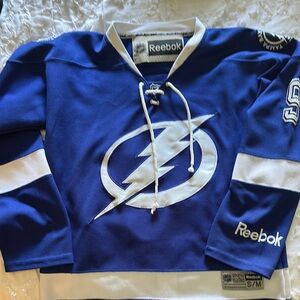 Reebok Blue and White Hockey Jersey